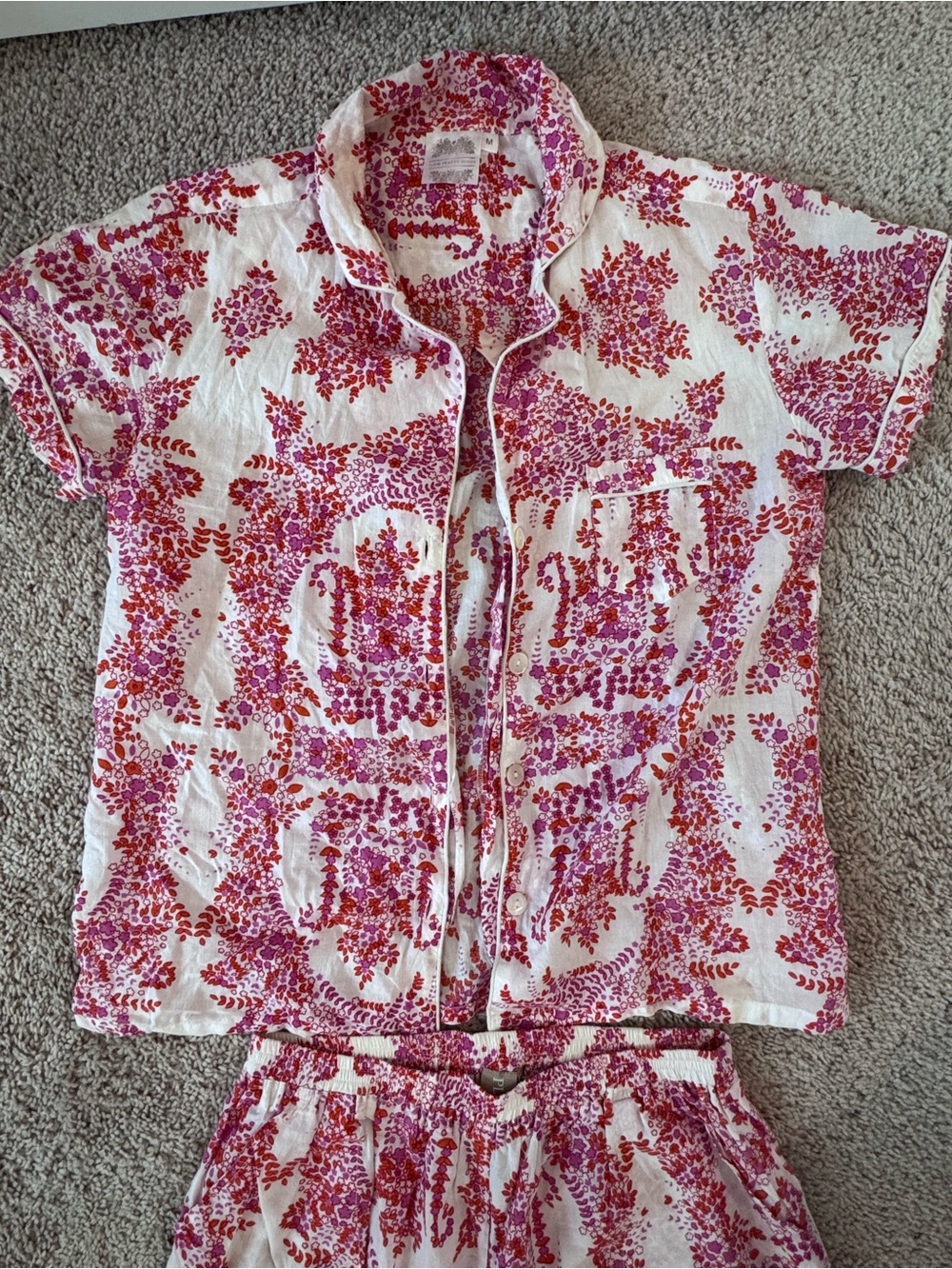 Plum Pretty Sugar Pink and Red Floral Pajama Pant Set - Medium